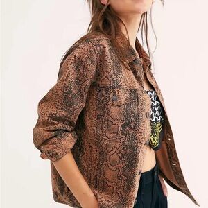 Free People Snake Denim Jacket